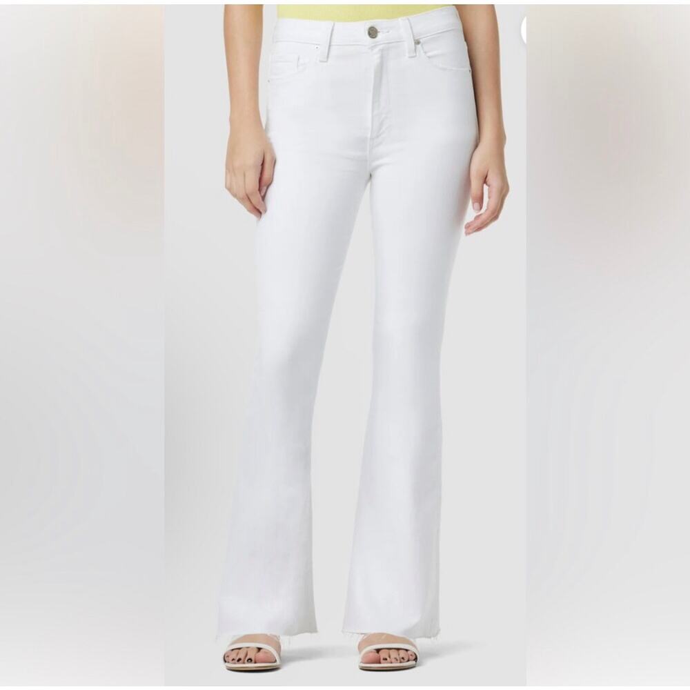 Hudson Holly High Rise White Flare Jeans